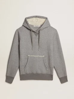 Best Sale Golden Goose Moletom de algodão cinza mescla com capuz Coleção Journey