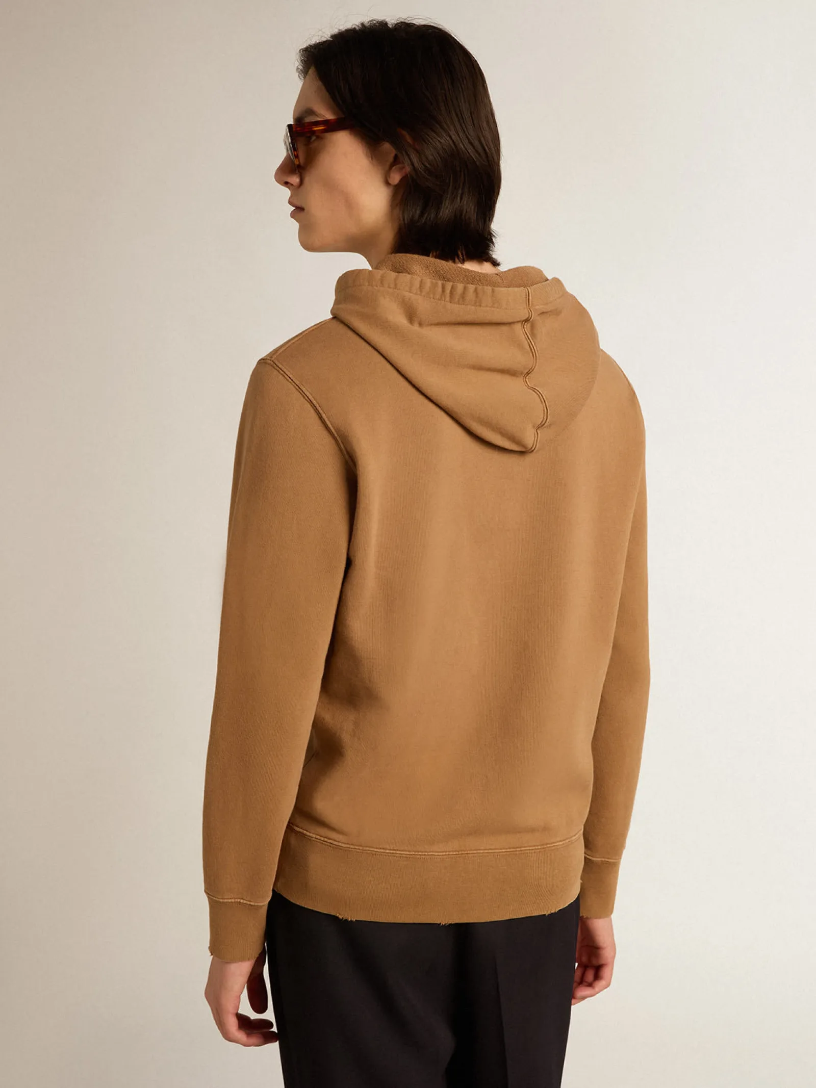 Store Golden Goose Moletom de algodão cor de malte com capuz Coleção Journey