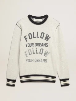 Outlet Golden Goose Moletom de gola redonda cinza com escrita Cor: cinza mescla