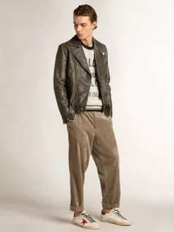 Outlet Golden Goose Moletom de gola redonda cinza com escrita Cor: cinza mescla