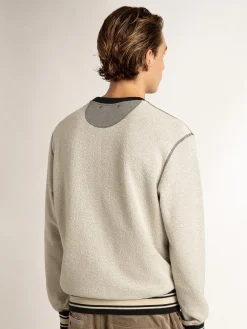 Outlet Golden Goose Moletom de gola redonda cinza com escrita Cor: cinza mescla