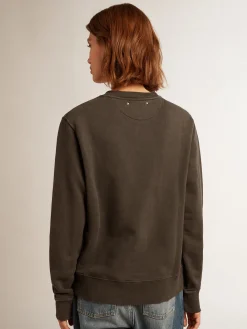 Flash Sale Golden Goose Moletom feminino cinza antracite com cristais Cor: cinza antracite
