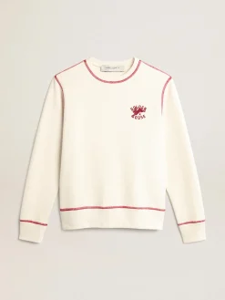 Sale Golden Goose Moletom Feminino na cor branco heritage com logo CNY Cor: branco heritage