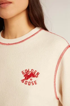 Sale Golden Goose Moletom Feminino na cor branco heritage com logo CNY Cor: branco heritage