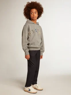 Store Golden Goose Moletom infantil masculino com capuz de algodão cinza Coleção Journey