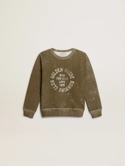 Best Golden Goose Moletom infantil masculino de algodão cor de faia efeito vintage Coleção Journey