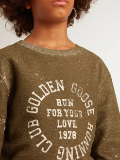 Best Golden Goose Moletom infantil masculino de algodão cor de faia efeito vintage Coleção Journey