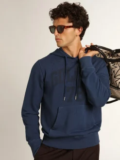 Discount Golden Goose Moletom masculino azul-marinho com inscrição Cor: azul-marinho
