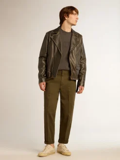 Cheap Golden Goose Moletom masculino cinza com logo e tratamento desgastado Cor: cinza antracite