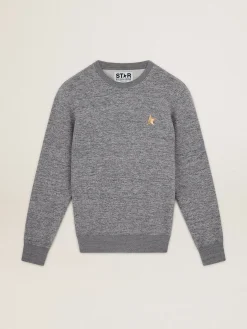 Cheap Golden Goose Moletom masculino de algodão cinza mescla com estrela dourada na frente Cor: cinza mescla