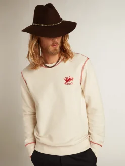New Golden Goose Moletom Masculino na cor branco heritage com logo CNY Cor: branco heritage