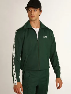 Best Golden Goose Moletom masculino verde brilhante com zíper Star Collection