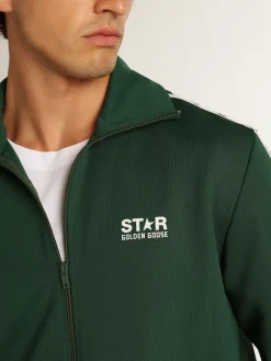 Best Golden Goose Moletom masculino verde brilhante com zíper Star Collection