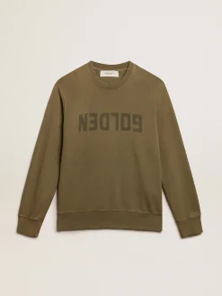 Online Golden Goose Moletom masculino verde-oliva com inscrição Golden Cor: verde-oliva
