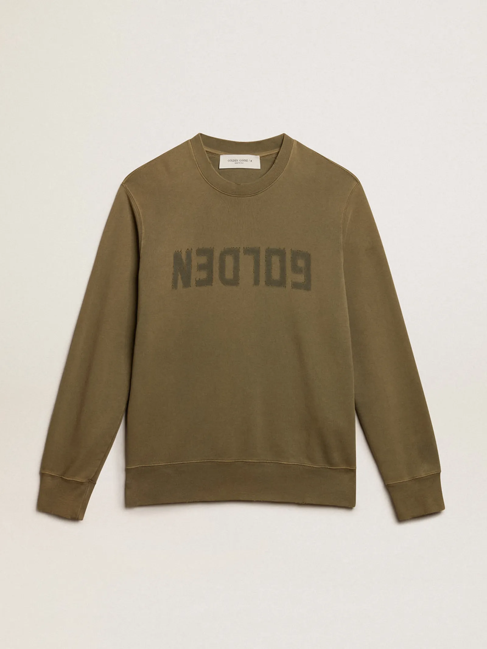 Online Golden Goose Moletom masculino verde-oliva com inscrição Golden Cor: verde-oliva