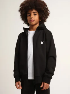 Online Golden Goose Moletom preto com capuz e estrela e logo brancos em contraste Cor: preto