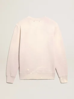 Outlet Golden Goose Moletom rosa pálido com tratamento desgastado Cor: rosa pálido