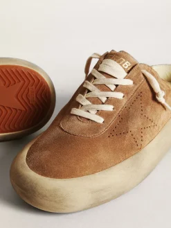 Clearance Golden Goose Mule Space-Star Masculina de suede tabaco com estrela perfurada Cabedal de suede na cor tabaco
