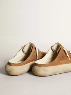 Clearance Golden Goose Mule Space-Star Masculina de suede tabaco com estrela perfurada Cabedal de suede na cor tabaco