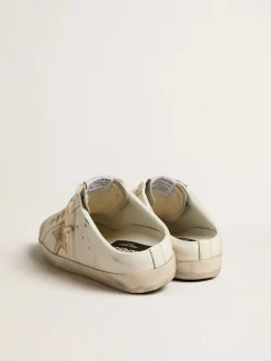 Fashion Golden Goose Mule Super-Star com estrela platinada e lingueta de suede gelo Cor: branco