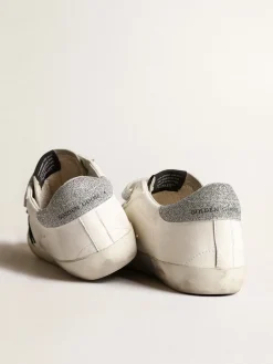 Sale Golden Goose Old School com estrela de suede e faixas de cristal Swarovski Cabedal de napa branca