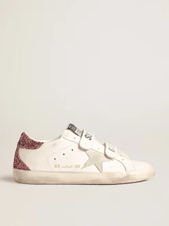 Best Golden Goose Old School com estrela de suede gelo e talão de glitter Cor: branco