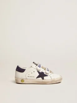 Hot Golden Goose Old School com inserções azuis escuras de suede Cabedal: 100% couro bovino