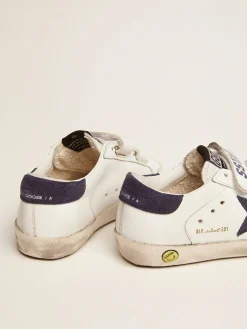 Hot Golden Goose Old School com inserções azuis escuras de suede Cabedal: 100% couro bovino