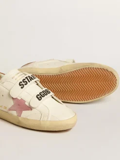 Cheap Golden Goose Old School de napa com estrela de couro rosa e forro de shearling bege Cabedal de napa branca