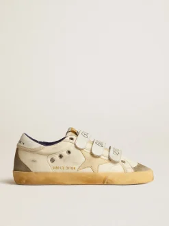 Flash Sale Golden Goose Old School Feminino LAB de napa com estrela de borracha e inserções de suede Cabedal de napa branca