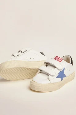 Cheap Golden Goose Old School Junior com estrela azul e talão azul-escuro Cor: branco