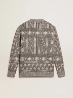 Flash Sale Golden Goose Pulôver de gola redonda com estampa fair isle cinza Coleção Journey