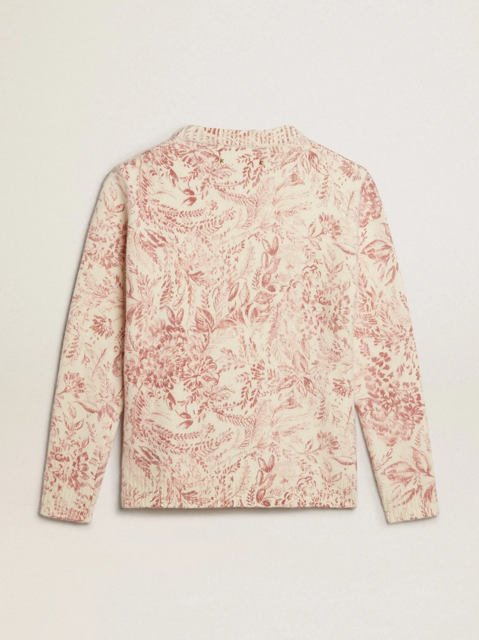 Shop Golden Goose Pulôver de gola redonda feminino de lã com estampa toile de jouy all over Coleção Journey