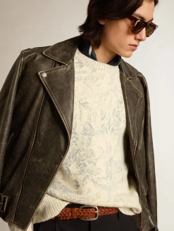 Sale Golden Goose Pulôver de gola redonda masculino de lã com estampa toile de jouy all over Coleção Journey