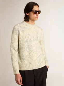 Sale Golden Goose Pulôver de gola redonda masculino de lã com estampa toile de jouy all over Coleção Journey
