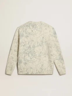 Sale Golden Goose Pulôver de gola redonda masculino de lã com estampa toile de jouy all over Coleção Journey