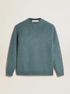 Outlet Golden Goose Pulôver de mohair azul pálido Coleção Journey