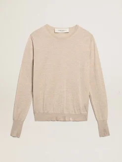 Cheap Golden Goose Pulôver feminino de lã merino marrom-claro Cor: marrom claro