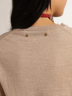 Cheap Golden Goose Pulôver feminino de lã merino marrom-claro Cor: marrom claro