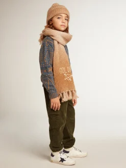 Best Golden Goose Pulôver infantil masculino de gola redonda com estampa fair isle azul Coleção Journey