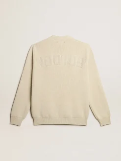 Online Golden Goose Pulôver masculino de gola redonda em algodão panamá e logo nas costas Coleção Journey