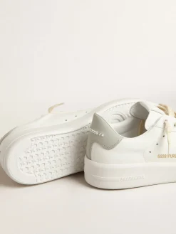 Clearance Golden Goose Purestar com estrela branca e talão de couro cinza Cor: branco