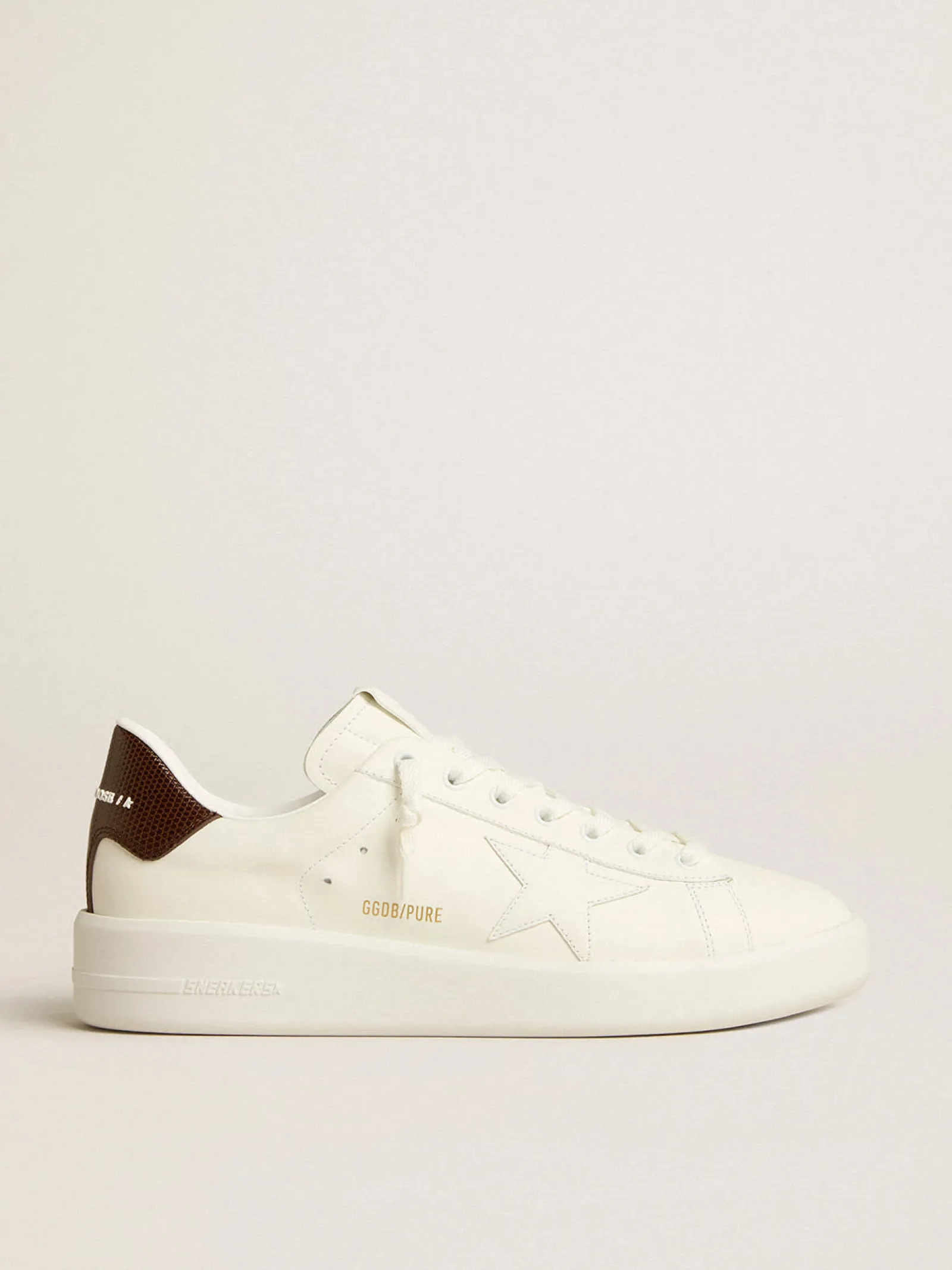 Flash Sale Golden Goose Purestar com estrela branca e talão com estampa de lagarto bordô Cor: branco óptico