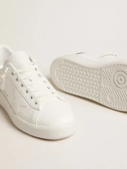 Flash Sale Golden Goose Purestar Feminino de base vegetal com estrela branca e talão espelhado Cabedal de base vegetal branco óptico