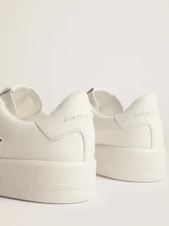 Cheap Golden Goose Purestar feminino de couro branco com estrela de cristais prateados Cor: branco