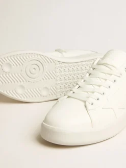 Shop Golden Goose Purestar Masculino de base vegetal com estrela branca e talão espelhado Cabedal de base vegetal branco óptico