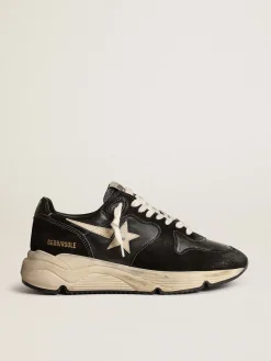 Flash Sale Golden Goose Running Sole feminino de napa e suede pretos Cabedal de napa e suede pretos
