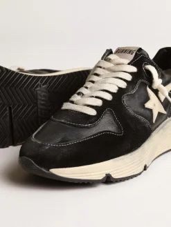 Flash Sale Golden Goose Running Sole feminino de napa e suede pretos Cabedal de napa e suede pretos