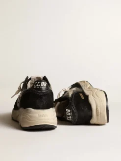 Flash Sale Golden Goose Running Sole feminino de napa e suede pretos Cabedal de napa e suede pretos