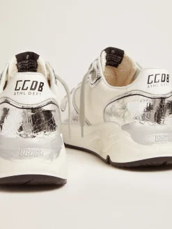 New Golden Goose Running Sole feminino prateado e branco Cabedal: 42% couro de cabra, 40% algodão, 13% náilon, 3% couro bovino, 2% elastano